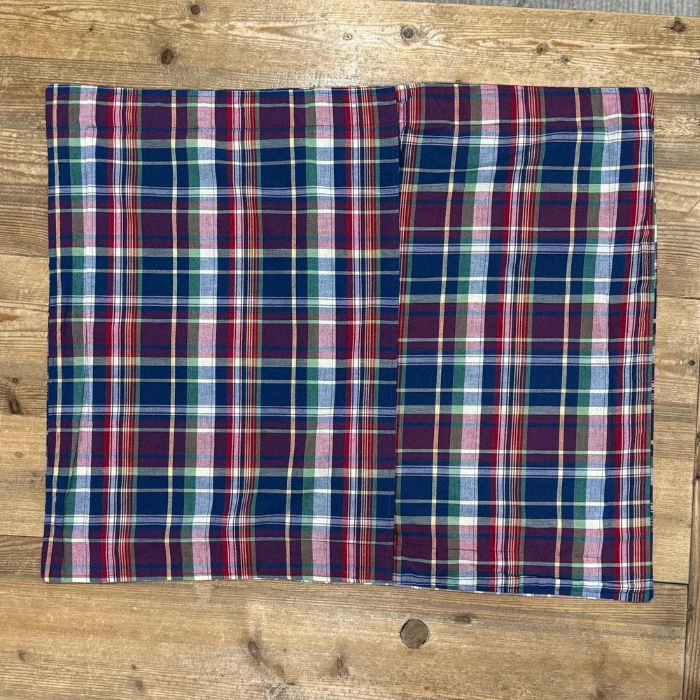 Vintage Ralph Lauren Garrison Madras red and blue plaid pillow sham